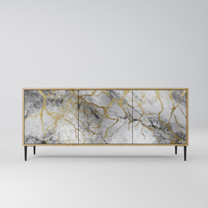 Credenza TIMELESS GLIDE a 3 ante in effetto rovere