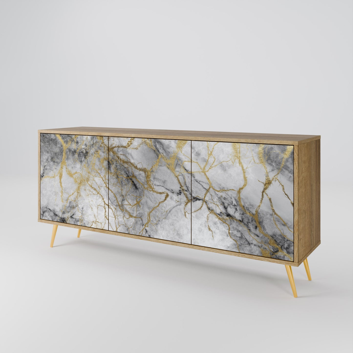 Credenza TIMELESS GLIDE a 3 ante in effetto rovere