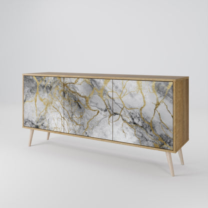 Credenza TIMELESS GLIDE a 3 ante in effetto rovere
