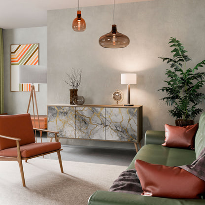 Credenza TIMELESS GLIDE a 3 ante in effetto rovere