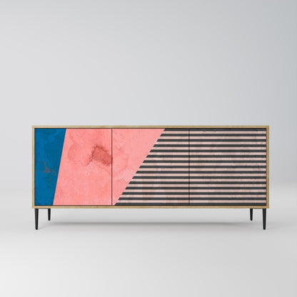 Credenza GLAMOROUS STRIPE a 3 ante in effetto rovere