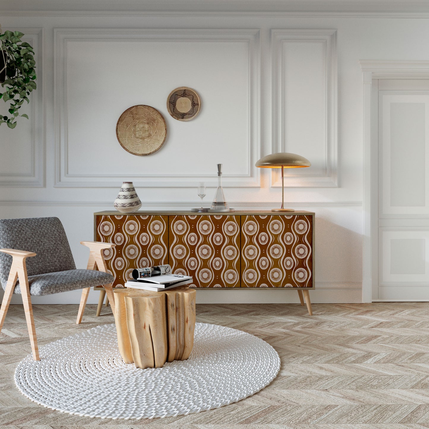 Credenza BROWN EYES a 3 ante effetto rovere