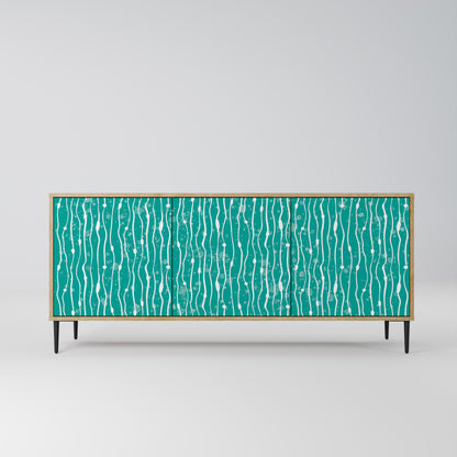 TURQUOISE RAIN 3-Door Sideboard in Oak Effect