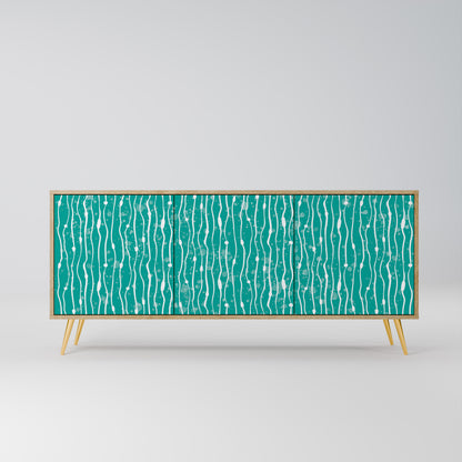 TURQUOISE RAIN 3-Door Sideboard in Oak Effect