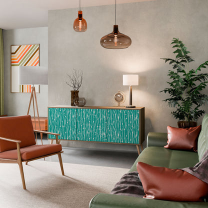 TURQUOISE RAIN 3-Door Sideboard in Oak Effect