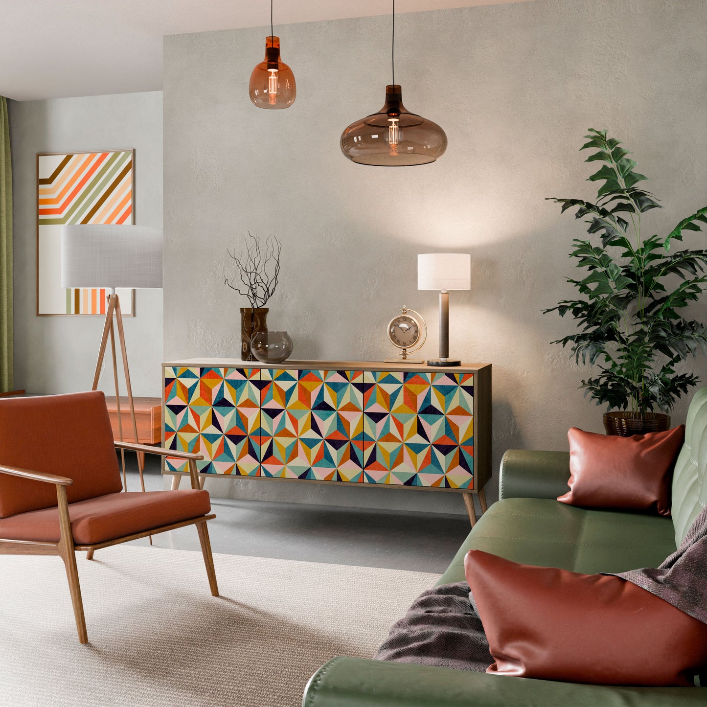 Credenza TESSELATE TREASURES a 3 ante in effetto rovere