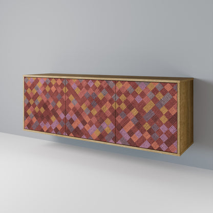 PAINTED SQUARES 3-Door Sideboard in Oak Effect