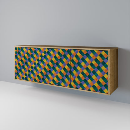 PAINTED SQUARES MIX 3-Door Sideboard in Oak Effect