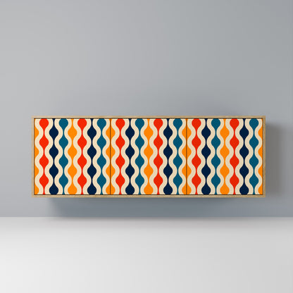 Credenza a 3 ante COLORFUL NOSTALGIA in effetto rovere