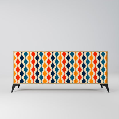 Credenza a 3 ante COLORFUL NOSTALGIA in effetto rovere