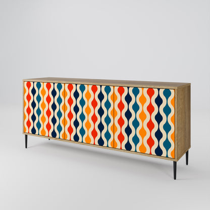 Credenza a 3 ante COLORFUL NOSTALGIA in effetto rovere