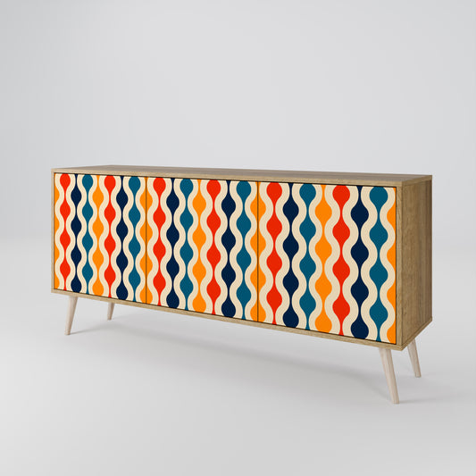 Credenza a 3 ante COLORFUL NOSTALGIA in effetto rovere