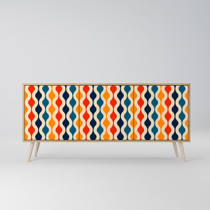 Credenza a 3 ante COLORFUL NOSTALGIA in effetto rovere