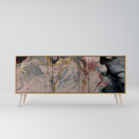 GILDED SWIRLS 3-Door Sideboard in Oak Effect