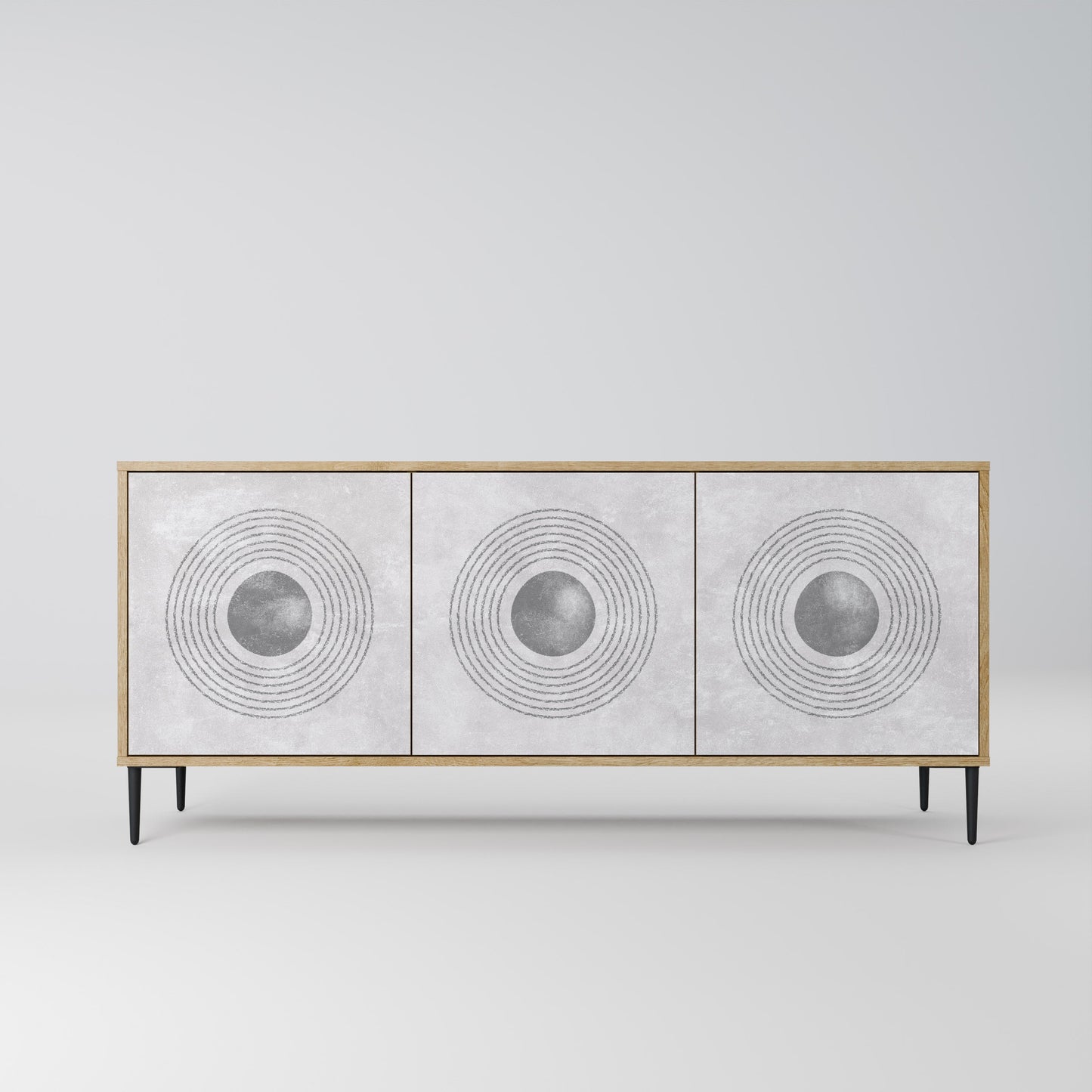 SOLID CIRCLES 3-Door Sideboard in Oak Effect