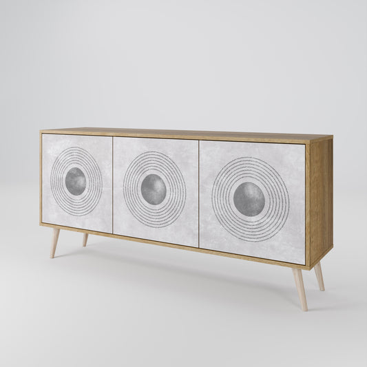 SOLID CIRCLES Madia a 3 Ante in Effetto Rovere