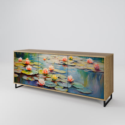 Credenza BLOOMING WATERS a 3 ante effetto rovere