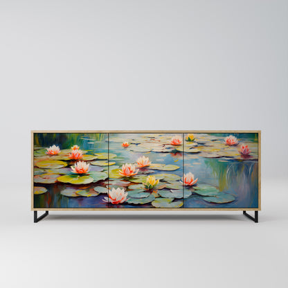 Credenza BLOOMING WATERS a 3 ante effetto rovere