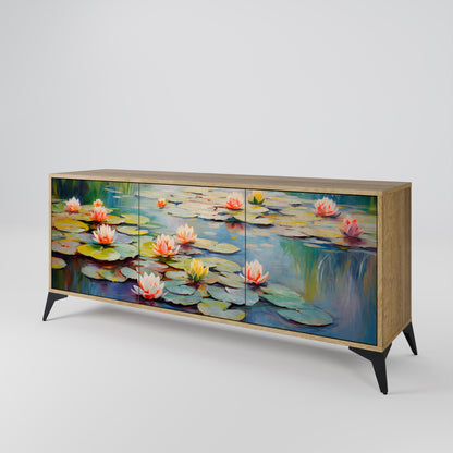 Credenza BLOOMING WATERS a 3 ante effetto rovere