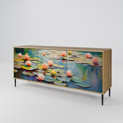 Credenza BLOOMING WATERS a 3 ante effetto rovere