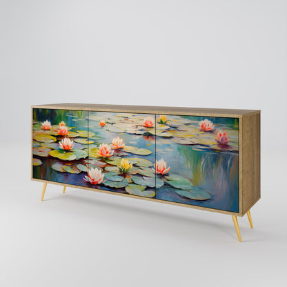 Credenza BLOOMING WATERS a 3 ante effetto rovere