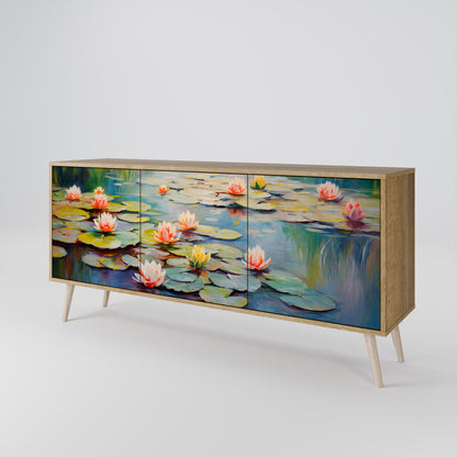 Credenza BLOOMING WATERS a 3 ante effetto rovere