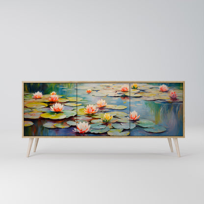 Credenza BLOOMING WATERS a 3 ante effetto rovere