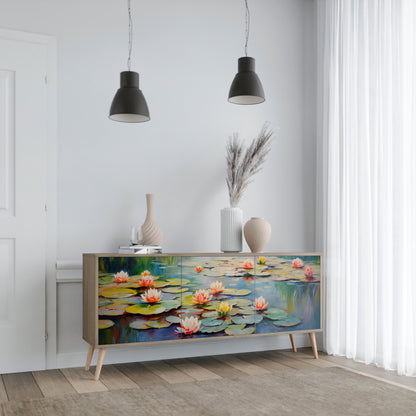 Credenza BLOOMING WATERS a 3 ante effetto rovere