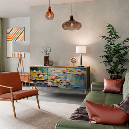 Credenza BLOOMING WATERS a 3 ante effetto rovere