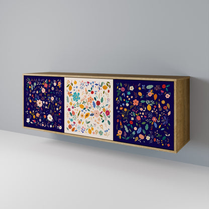Credenza a 3 ante FLORAL COMBINATION in effetto rovere