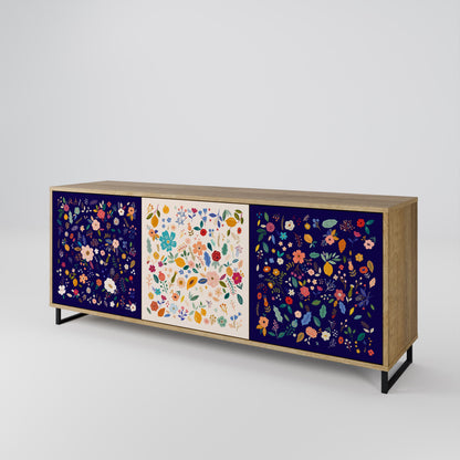 Credenza a 3 ante FLORAL COMBINATION in effetto rovere