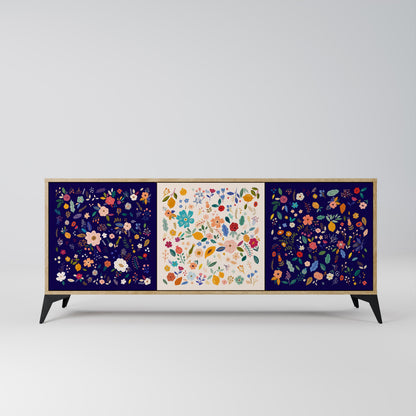 Credenza a 3 ante FLORAL COMBINATION in effetto rovere
