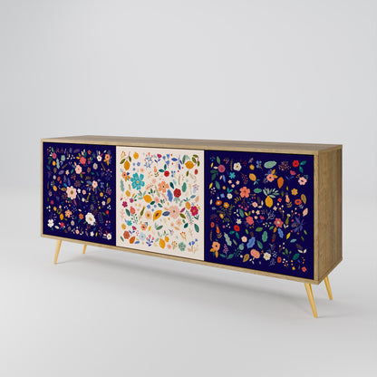 Credenza a 3 ante FLORAL COMBINATION in effetto rovere