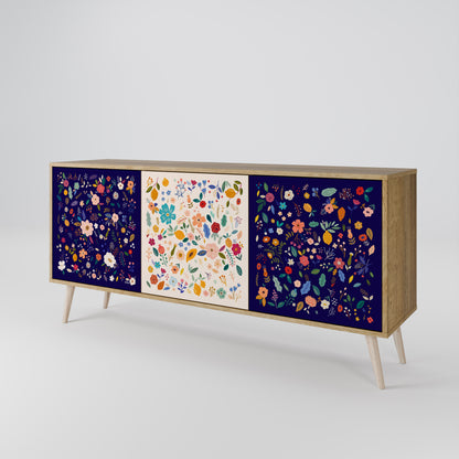 Credenza a 3 ante FLORAL COMBINATION in effetto rovere