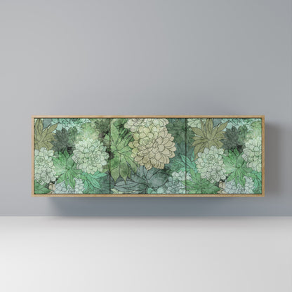 Credenza a 3 ante SUCCULENT CLUSTER in effetto rovere