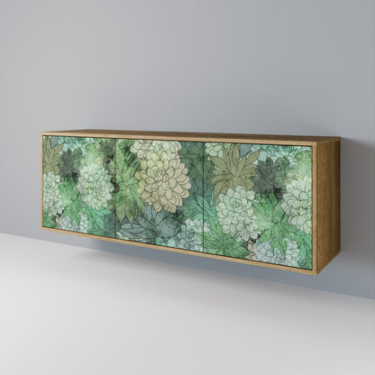 Credenza a 3 ante SUCCULENT CLUSTER in effetto rovere