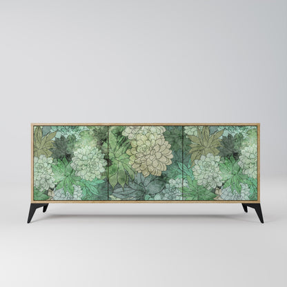 Credenza a 3 ante SUCCULENT CLUSTER in effetto rovere