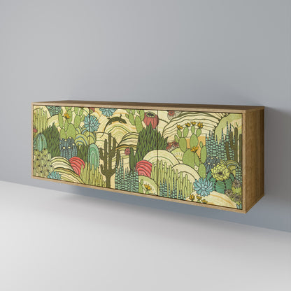 Credenza SUCCULENTS KALEIDOSCOPE a 3 ante in effetto rovere