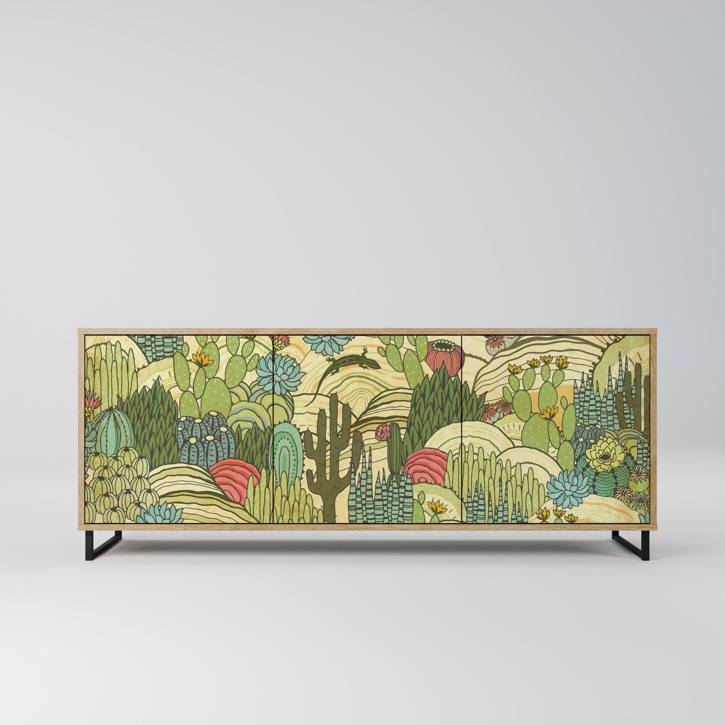 Credenza SUCCULENTS KALEIDOSCOPE a 3 ante in effetto rovere