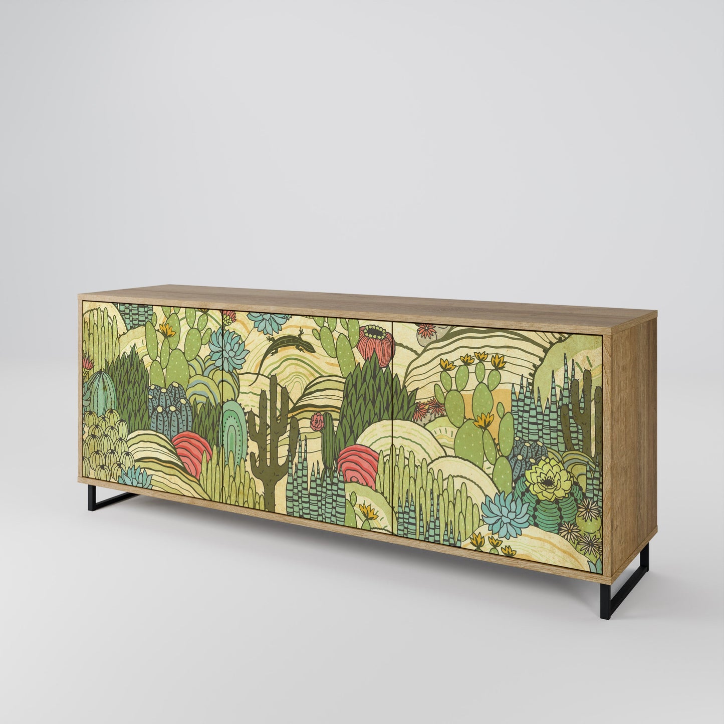 Credenza SUCCULENTS KALEIDOSCOPE a 3 ante in effetto rovere