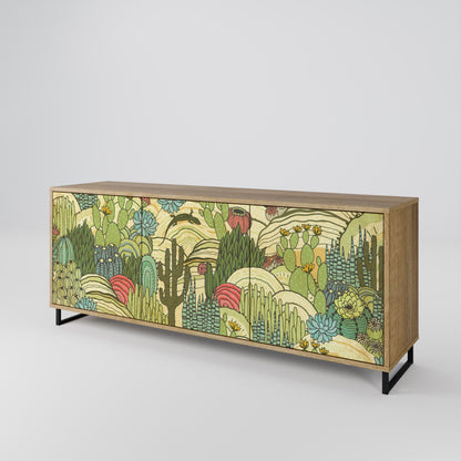 Credenza SUCCULENTS KALEIDOSCOPE a 3 ante in effetto rovere