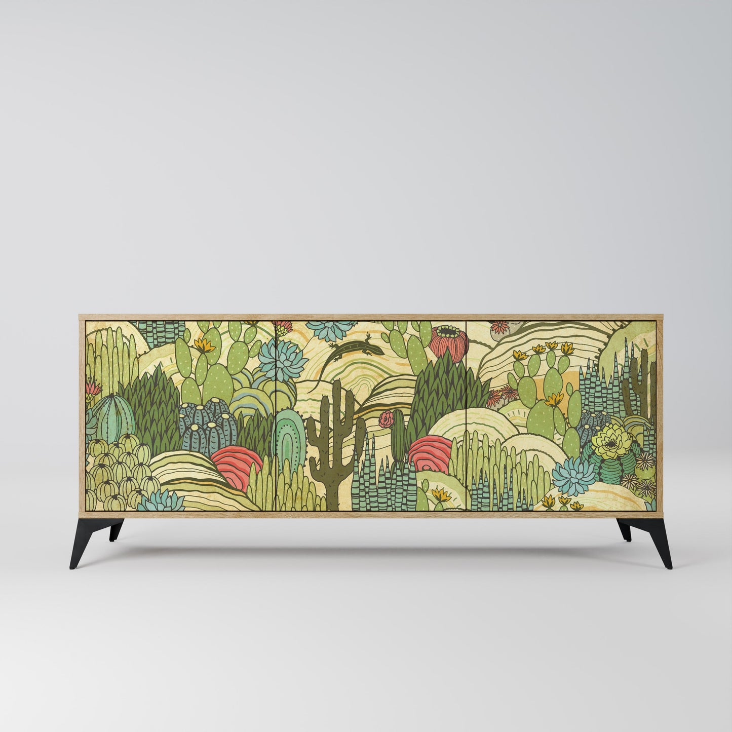 Credenza SUCCULENTS KALEIDOSCOPE a 3 ante in effetto rovere
