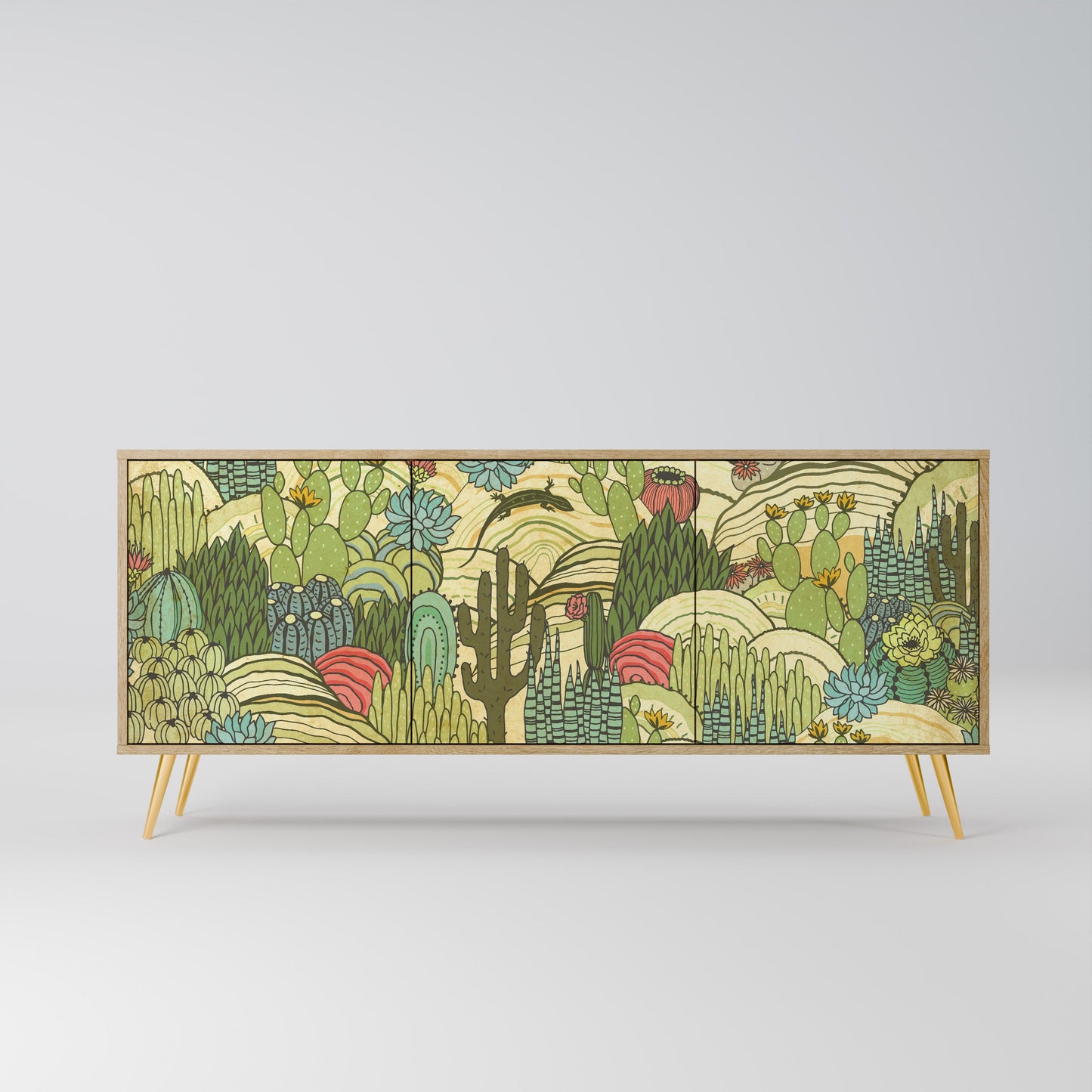 Credenza SUCCULENTS KALEIDOSCOPE a 3 ante in effetto rovere