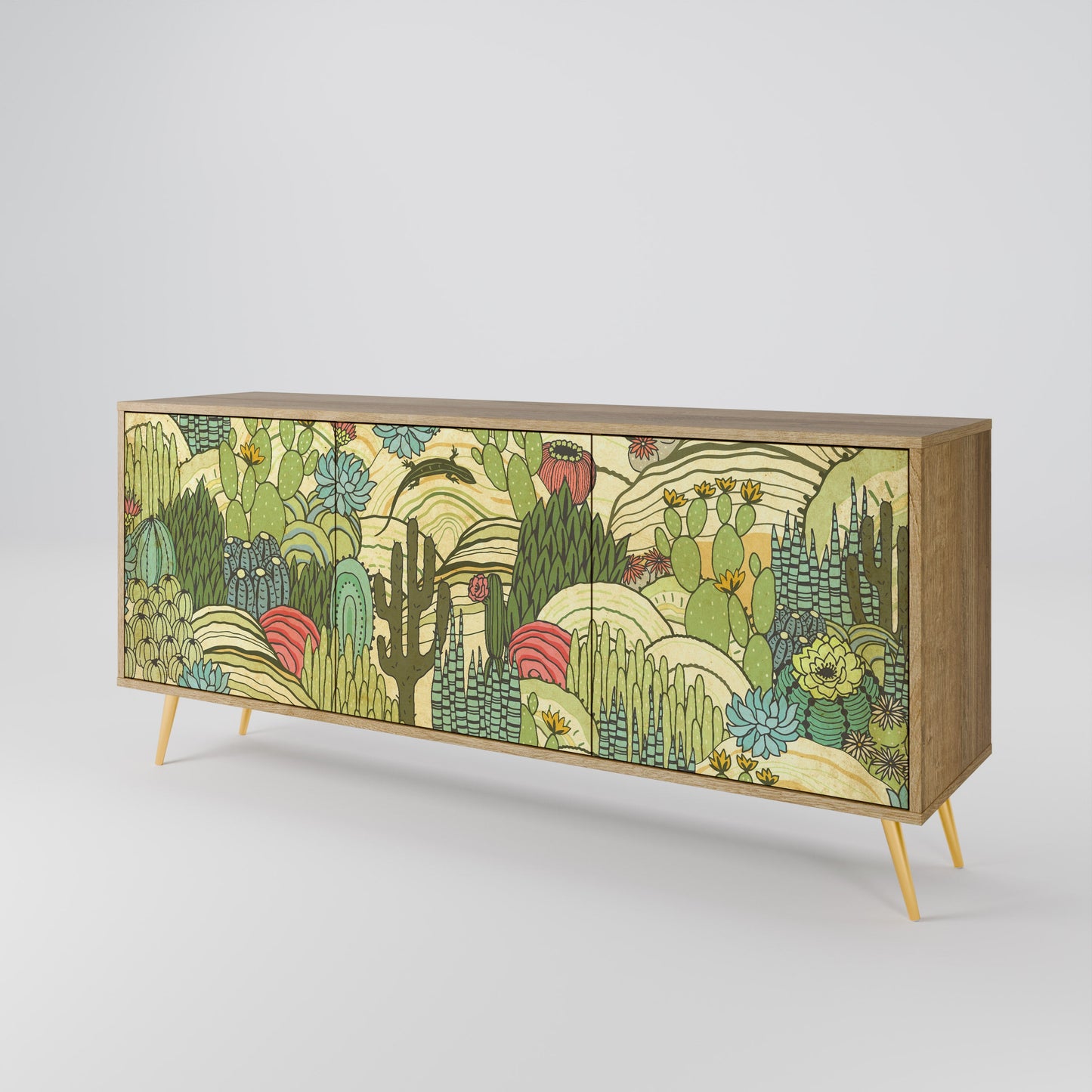 Credenza SUCCULENTS KALEIDOSCOPE a 3 ante in effetto rovere