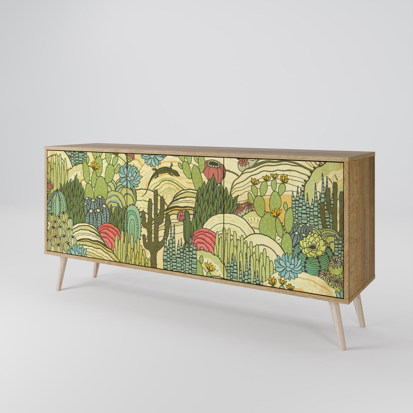 Credenza SUCCULENTS KALEIDOSCOPE a 3 ante in effetto rovere