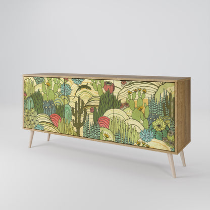Credenza SUCCULENTS KALEIDOSCOPE a 3 ante in effetto rovere