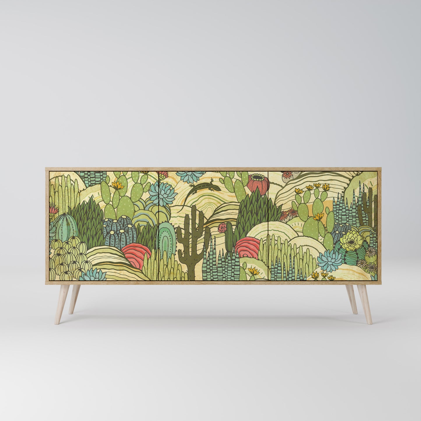 Credenza SUCCULENTS KALEIDOSCOPE a 3 ante in effetto rovere