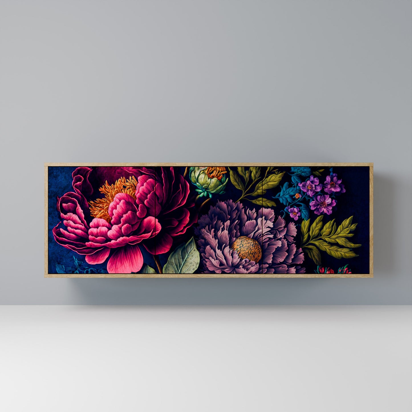 Credenza BLOOMING ELEGANCE a 3 ante in effetto rovere
