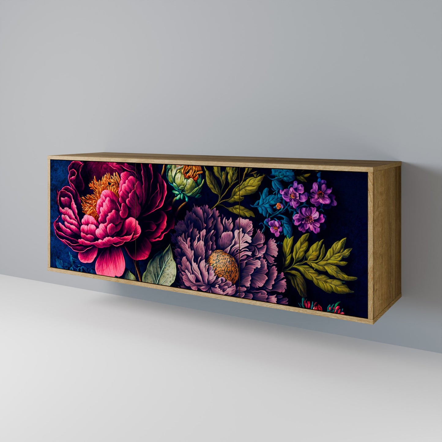 Credenza BLOOMING ELEGANCE a 3 ante in effetto rovere