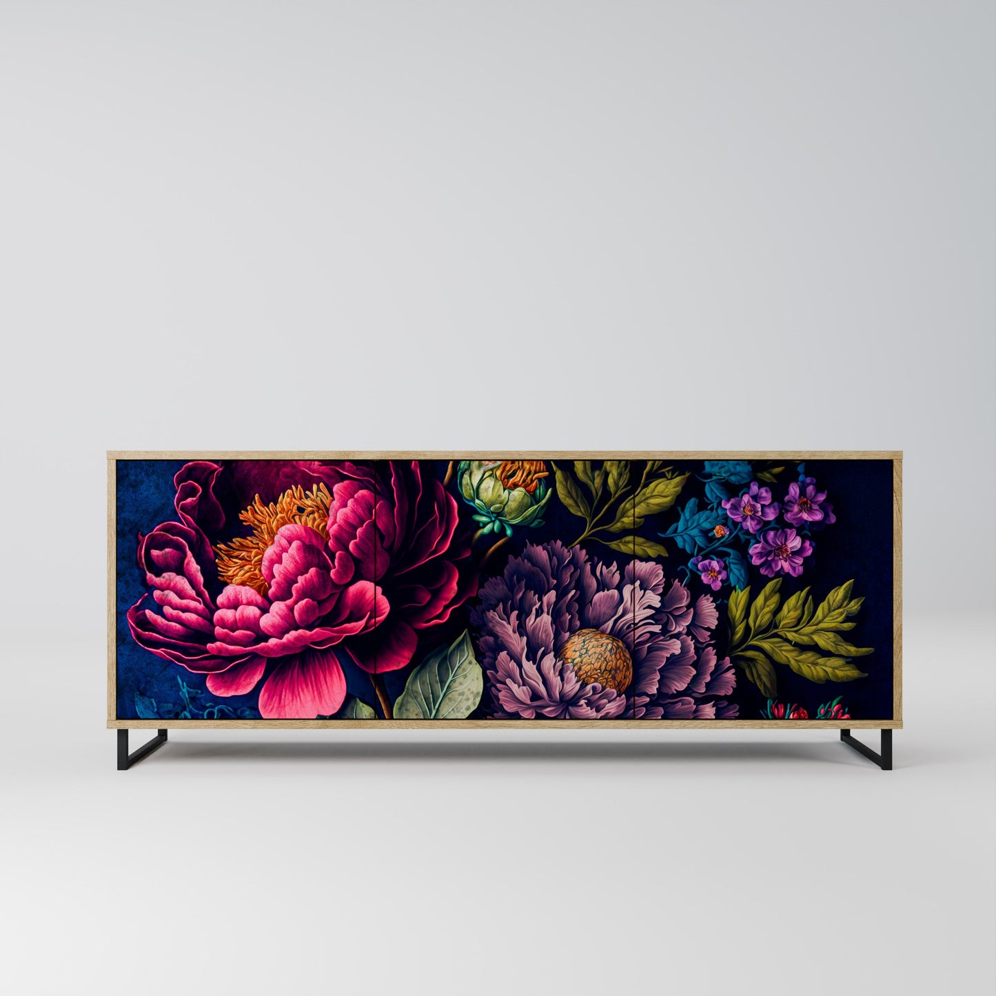 Credenza BLOOMING ELEGANCE a 3 ante in effetto rovere